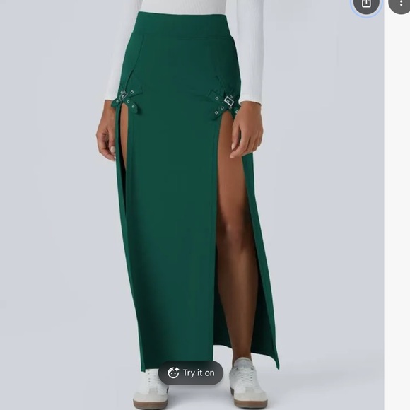 HALARA High waisted decorative buckle 2 in 1 maxi skirt New - Picture 6 of 6